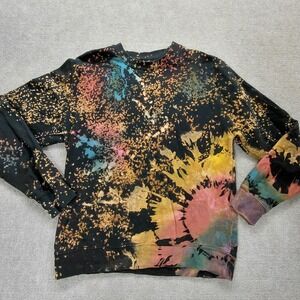Reverse Tie Dye Womens MEDIUM Crewneck Sweatshirt Floral Bloom Geometric Boho
